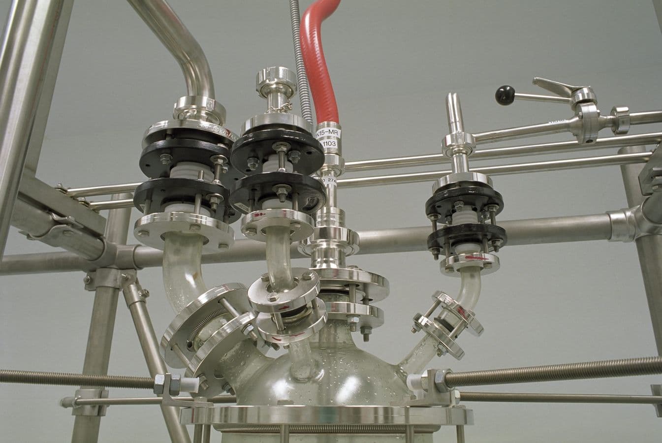 Stainless steel industrial pipes and valves